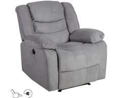 Fotelis Home4You Atlošiama kėdė CYRUS su elektriniu mechanizmu, 99x95x102 cm, dangos medžiaga: dirbtinė oda, spalva: pilka