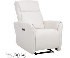 Home4You Atlošiamasis fotelis „HEIDY“ su elektriniu mechanizmu, baltas