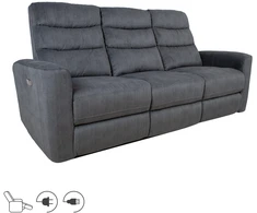 Home4You Velvet Atlošas sofa GASTON 3-vietė su elektriniu mechanizmu, pilkas aksomas