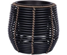 Home4You Augalų laikiklis WICKER D28xH26cm, juodas/rudas