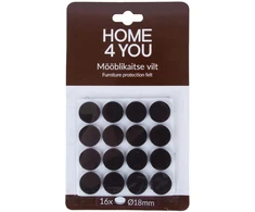 Home4You Baldus apsaugantys veltinio padukai, diametras 18 mm, 16 vnt., juodi