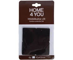 Home4You Baldus apsaugantys veltinio padukai, 43x43 mm, 4 vnt., juodi