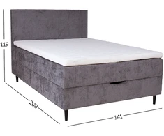 Home4You Continental 238 cm lova LAARA 140x200 cm, grafito spalvos