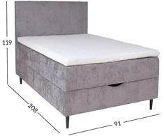 Home4You Continental bed LAARA 90x200 cm, pilkšvai smėlio spalvos