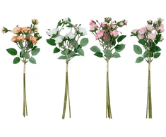 Home4You Dirbtinės gėlės „FLOWERLY“, 4 vnt. „Krūminių rožių“ puokštė, įvairių spalvų