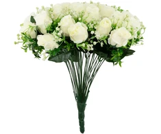 Home4You Dirbtinė gėlė „FLOWERLY“, aukštis 40 cm, puokštė iš 36 rožių, baltos spalvos