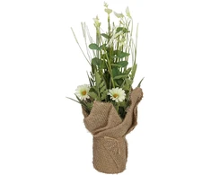 Home4You Dirbtinė gėlė GARDEN H35cm, baltas margainis, žolė su vazonu