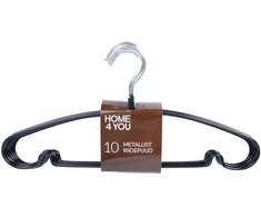 Home4You Drabužių pakabos 10 vnt. / rinkinys, neslystantis metalas, juoda PVC danga
