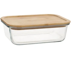 Home4You Bamboo Dubuo BOXY 19,7x14,7xH5,8cm 1000ml, stiklas, bambukas