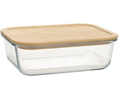 Home4You Bamboo Dubuo BOXY 22x16,4xH6,7cm 1500ml, stiklinis, bambukinis