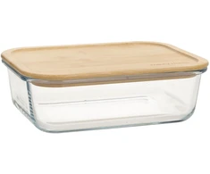 Home4You Bamboo Dubuo BOXY 22x16,4xH6,7cm 1500ml, stiklinis, bambukinis