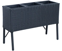 Home4You Gėlių dėžutė WICKER 78x33xH54cm, juoda