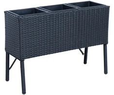 Home4You Gėlių dėžutė WICKER 78x33xH54cm, juoda