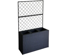 Home4You Gėlių dėžutė WICKER su grotelėmis 83x29xH55/146cm, juoda