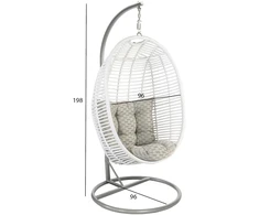 Home4You Kabantis krėslas CORA su pagalvėlėmis, 96x96xH198cm, rėmas: plienas, sėdima dalis: plastikinė vytelė, spalva: balta