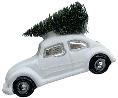 Home4You Kalėdinis papuošalas JOY CAR Baltas 10.6cm, stiklas