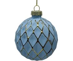 Kalėdinis žaisliukas JOY XMAS Mėlynas D8cm, stiklinis