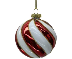 Home4You Kalėdinis papuošalas JOY XMAS Raudonas D8cm, stiklas