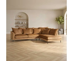 Home4You Kampinė sofa LARTES dešinioji kampinė, ruda