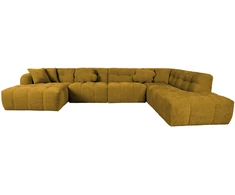 Home4You Kampinė sofa FORTE U-shape, Rudai Geltona, Dešininis Kampas