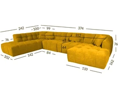 Home4You Kampinė sofa FORTE U-shape Rusvai Geltona, Kairinis Kampas