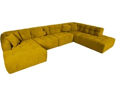 Home4You Kampinė sofa FORTE U-shape, Rudai Geltona, Dešininis Kampas