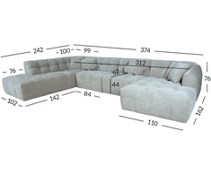 Home4You Kampinė sofa FORTE U formos LC, smėlio spalvos