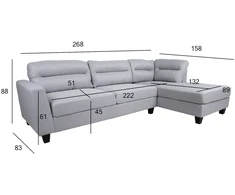 Home4You Kampinė sofa HELSINKI RC, šviesiai pilka