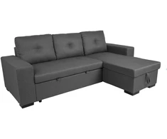 Home4You Kampinė sofa-lova CARITA, tamsiai pilka