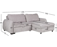 Home4You Kampinė sofa-lova CLOUD šviesiai pilka