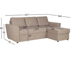 Home4You Kampinė sofa-lova INGA, smėlio spalvos
