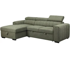 Home4You Kampinė sofa-lova ODELIA Šviesiai žalia, su patalynės dėže