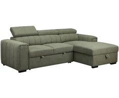 Home4You Kampinė sofa-lova ODELIA Dešininė, Šviesiai Žalia, 252x165 cm