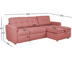 Home4You Kampinė sofa-lova WAIOLA Rožinė, 226 cm