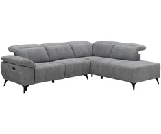 Sofa Home4You Kampinis sofos komplektas „HAMID RC“, su elektrine atlošimo funkcija, pilkos spalvos