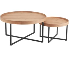 Home4You Coffee table MUSIC 2pcs set D70xH46cm, D50xH38cm, oak