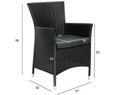 Fotelis Home4You Kėdė WICKER-1 juoda