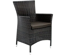 Home4You Fotelis WICKER-1 su pagalvėle, 61x58xH86cm, rėmas: plienas su sintetine vytele, spalva: tamsiai ruda
