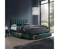 Home4You Lova GRACE su čiužiniu HARMONY TOP (86864) 160x200cm, su 3 stalčiais, rėmas padengtas audiniu, spalva: žalia