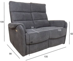 Fotelis Home4You Dvivietė sofa BOWERS su elektriniu mechanizmu, melsvai pilka