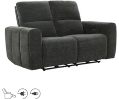 Home4You Dvivietė atlošiama sofa MATIAS su elektriniu mechanizmu, pilka