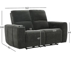 Home4You Sofa su reglaineriu MATIAS Dvivietė Tamsiai pilka