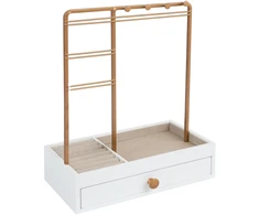 Home4You Papuošalų stovas LARA H26cm, su stalčiumi, baltas