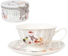 Home4You Puodelis/lėkštė MIA SNOW 180ml dovanų dėžutėje