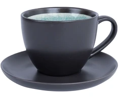 Home4You Mėlyna Cup/saucer RITA 300ml, juodas/mėlynas