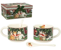Home4You Puodeliai MIA CATS 2vnt. H6,8cm 280ml, dovanų dėžutėje