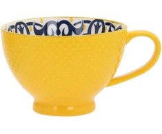 Home4You Mėlyna Puodelis SEREN H7,7cm 355ml, geltonas/mėlynas