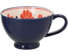 Home4You Mėlyna Puodelis SEREN H7,7cm 355ml, mėlynas/raudonas