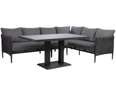 Home4You Lauko baldų komplektas BRISTOL Kampinė sofa ir stalas Pilka