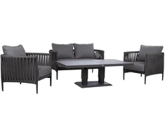 Lauko baldų komplektas Home4You Sodo baldų komplektas BRISTOL stalas, sofa ir 2 kėdės, pilkas